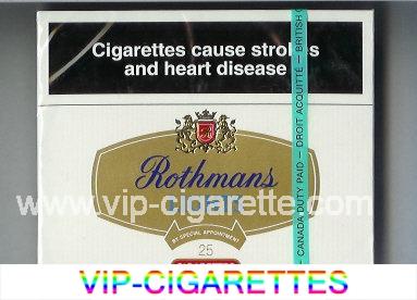 Rothmans Lights By Special Appointment 25 cigarettes wide flat hard box