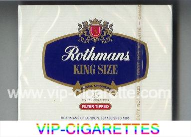 Rothmans King Size Filter Tipped By Special Appointment 25 cigarettes wide flat hard box