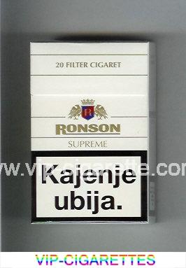 Ronson Supreme cigarettes white hard box