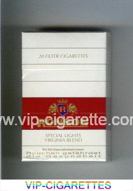 Ronson Special Lights Virginia Blend cigarettes white and red hard box