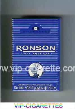 Ronson Light American cigarettes blue hard box