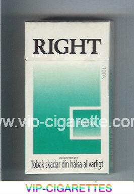 Right 100s Menthol cigarettes hard box