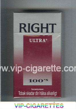 Right Ultra 100s cigarettes hard box