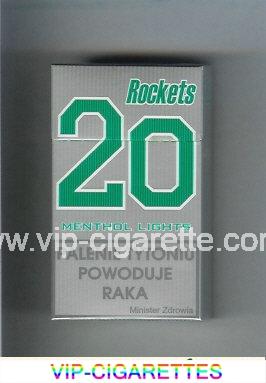 Rockets 20 Menthol Lights cigarettes hard box