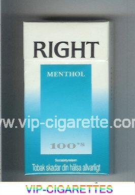 Right Menthol 100s cigarettes hard box