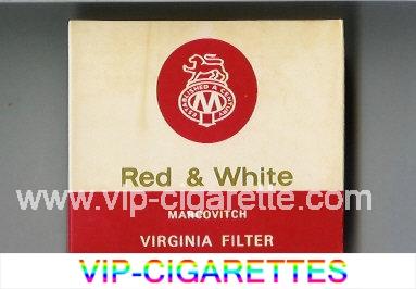 Red and White Marcovitch Virginia Filter cigarettes white and red wide flat hard box