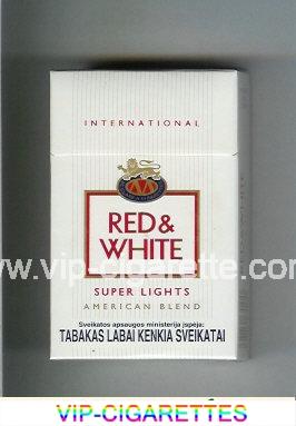 Red and White Super Lights International American Blend cigarettes hard box