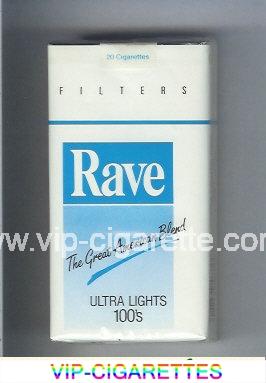 Rave Ultra Lights 100s Filters The Great American Blend cigarettes soft box