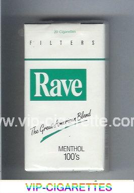 Rave Menthol 100s Filters The Great American Blend cigarettes soft box
