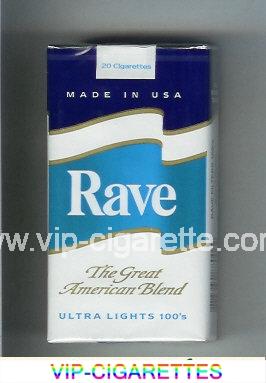 Rave Ultra Lights 100s The Great American Blend cigarettes soft box