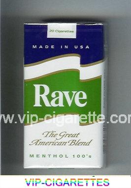 Rave Menthol 100s The Great American Blend cigarettes soft box