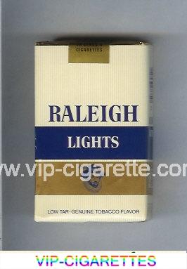 Raleigh Lights cigarettes white and gold and blue soft box