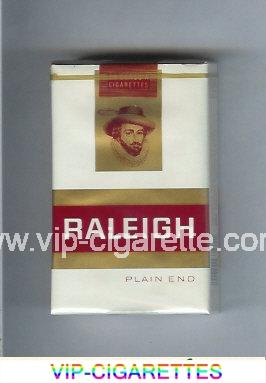 Raleigh Plain End cigarettes white and red and gold soft box