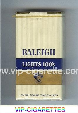 Raleigh Lights 100s cigarettes white and gold and blue soft box