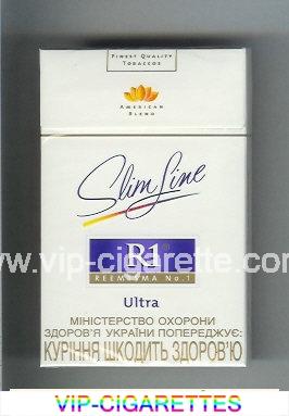 R1 Reemtsma No 1 Slim Line Ultra American Blend 100s flat cigarettes hard box