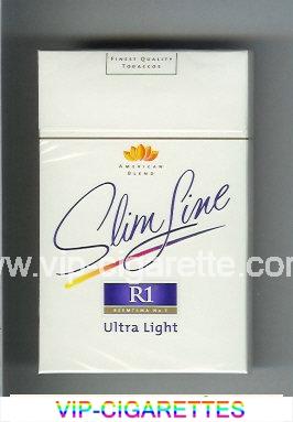 R1 Reemtsma No 1 Slim Line Ultra Light American Blend 100s flat cigarettes hard box