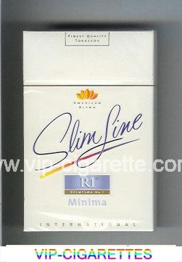 R1 Reemtsma No 1 Slim Line Minima International American Blend flat 100s cigarettes hard box