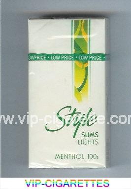 Style Slims Lights Menthol 100s cigarettes hard box