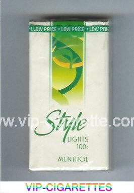 Style Lights Menthol 100s cigarettes soft box