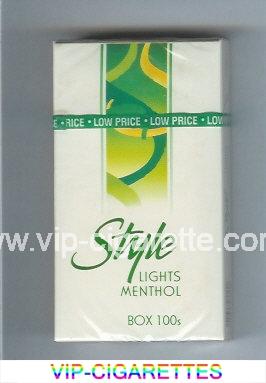 Style Lights Menthol 100s cigarettes hard box