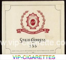 333 State Express cigarettes wide flat hard box