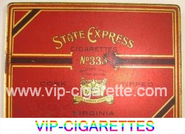 State Express 333 Cork Tipped Virginia 25 cigarettes wide flat hard box