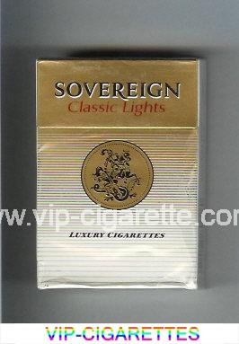 Sovereign Classic Lights cigarettes gold and white hard box