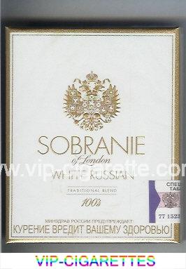 Sobranie of London White Russian 100s cigarettes wide flat hard box