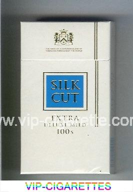 Silk Cut Extra Deluxe Mild 100s cigarettes white and blue hard box