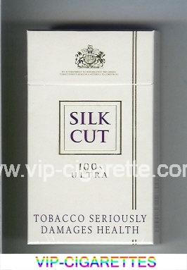 Silk Cut Ultra 100s cigarettes white and white hard box