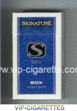 Signature S Ultra Lights 100s cigarettes hard box