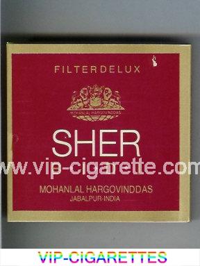Sher Bidi Filter Delux Cigarettes wide flat hard box