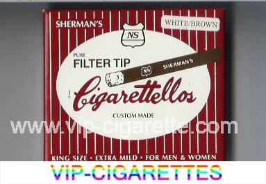 Sherman's Cigarettellos Filter Tip White Brown Cigarettes wide flat hard box