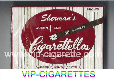 Sherman's Cigarettellos Brown Cigarettes wide flat hard box