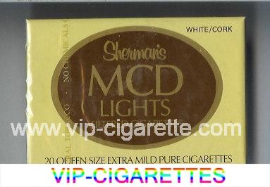 Sherman's MCD Lights Filtered White Cork Cigarettes wide flat hard box