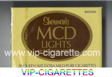 Sherman's MCD Lights Filtered Brown Cigarettes wide flat hard box