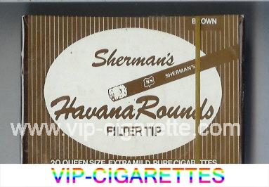 Sherman's Havana Rounds Filter Tip Brown Cigarettes wide flat hard box