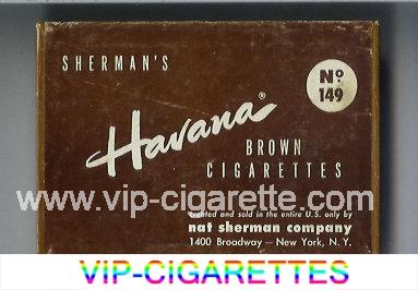 Sherman's Havana Brown Cigarettes No 149 wide flat hard box