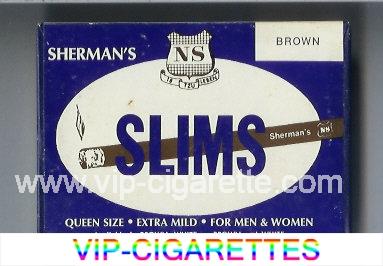 Sherman's Slims Brown Cigarettes wide flat hard box