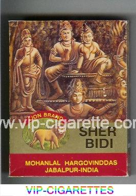 Sher Bidi Lion Brand 100s Cigarettes wide flat hard box