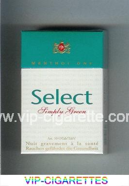 Select Simply Green Menthol One cigarettes hard box