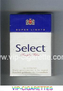 Select Simply Blue Super Lights cigarettes hard box