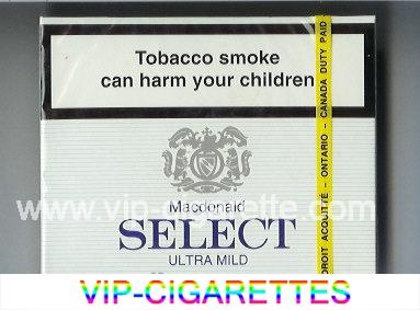 Select Macdonald Ultra Mild 25 cigarettes wide flat hard box