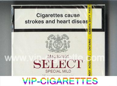 Select Macdonald Special Mild 25 cigarettes wide flat hard box