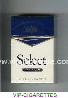 Select International cigarettes white and blue hard box