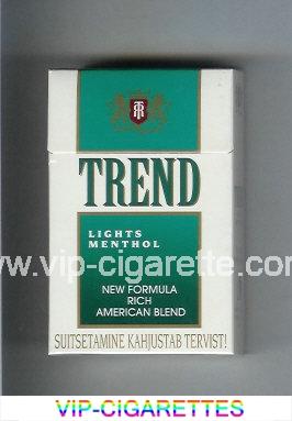 Trend Lights Menthol New Formula Rich American Blend cigarettes hard box