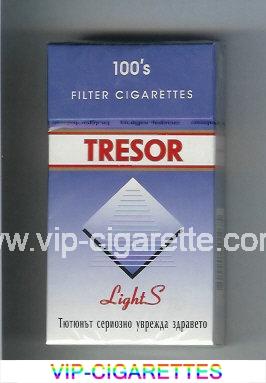 Tresor Lights 100s Filter cigarettes blue and white hard box