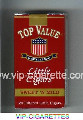 Top Value Little Cigars Sweet'n Mild 100s cigarettes soft box