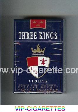 Three Kings Lights cigarettes blue hard box