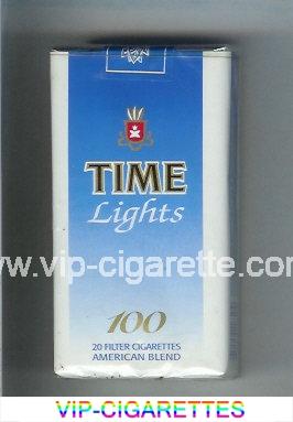 Time Lights 100 American Blend cigarettes blue and white soft box